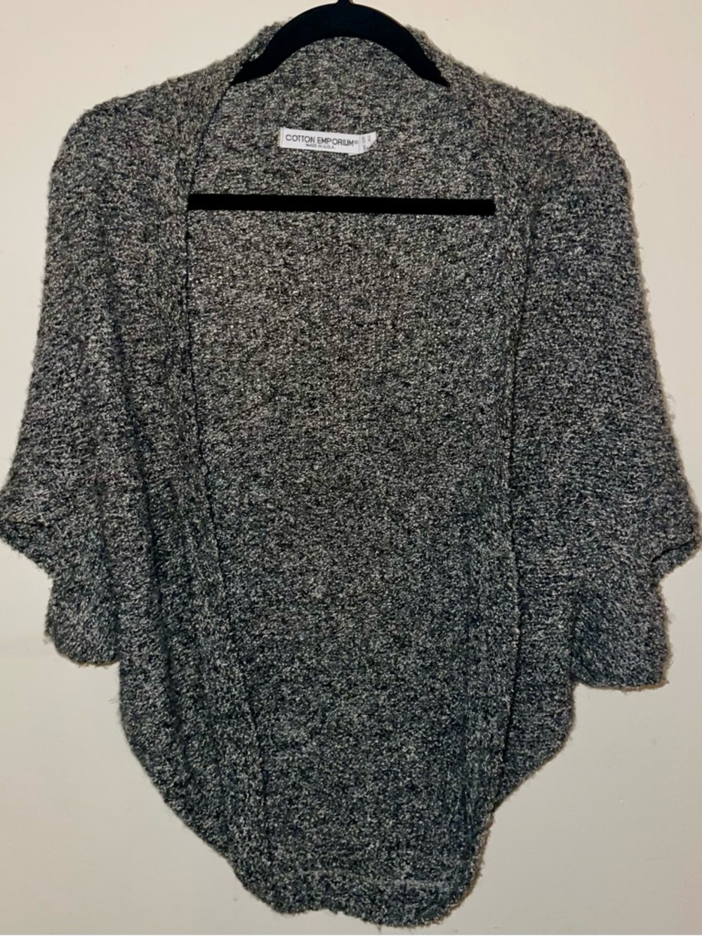 Cotton Emporium Black & White Marled Knit Poncho Wrap